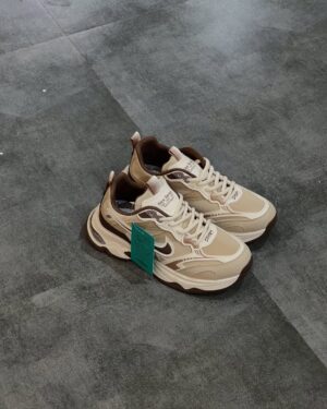 Beige running shoes
